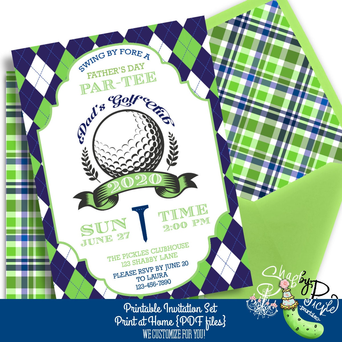Fathers Day-golf Invitations-we Customize-dads Golf