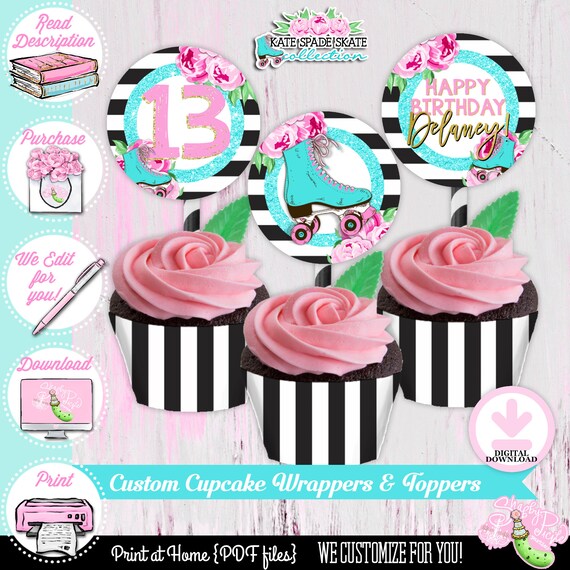 Kate Spade SkateBirthdayCupcake WrappersCupcake ToppersWe Customize