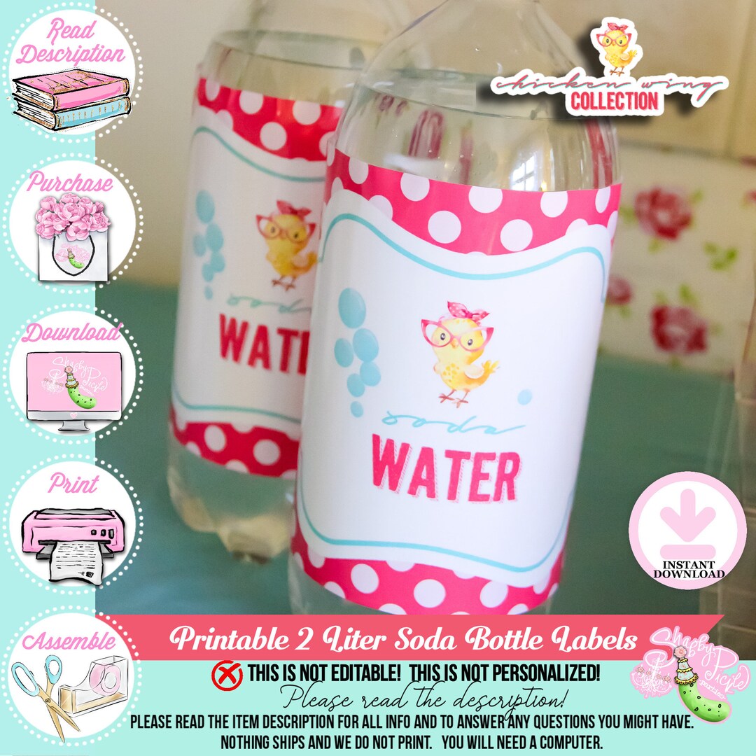 Chicks Night-2 Liter Bottle Labels-soda Water Bottle Label-chicken Wing ...