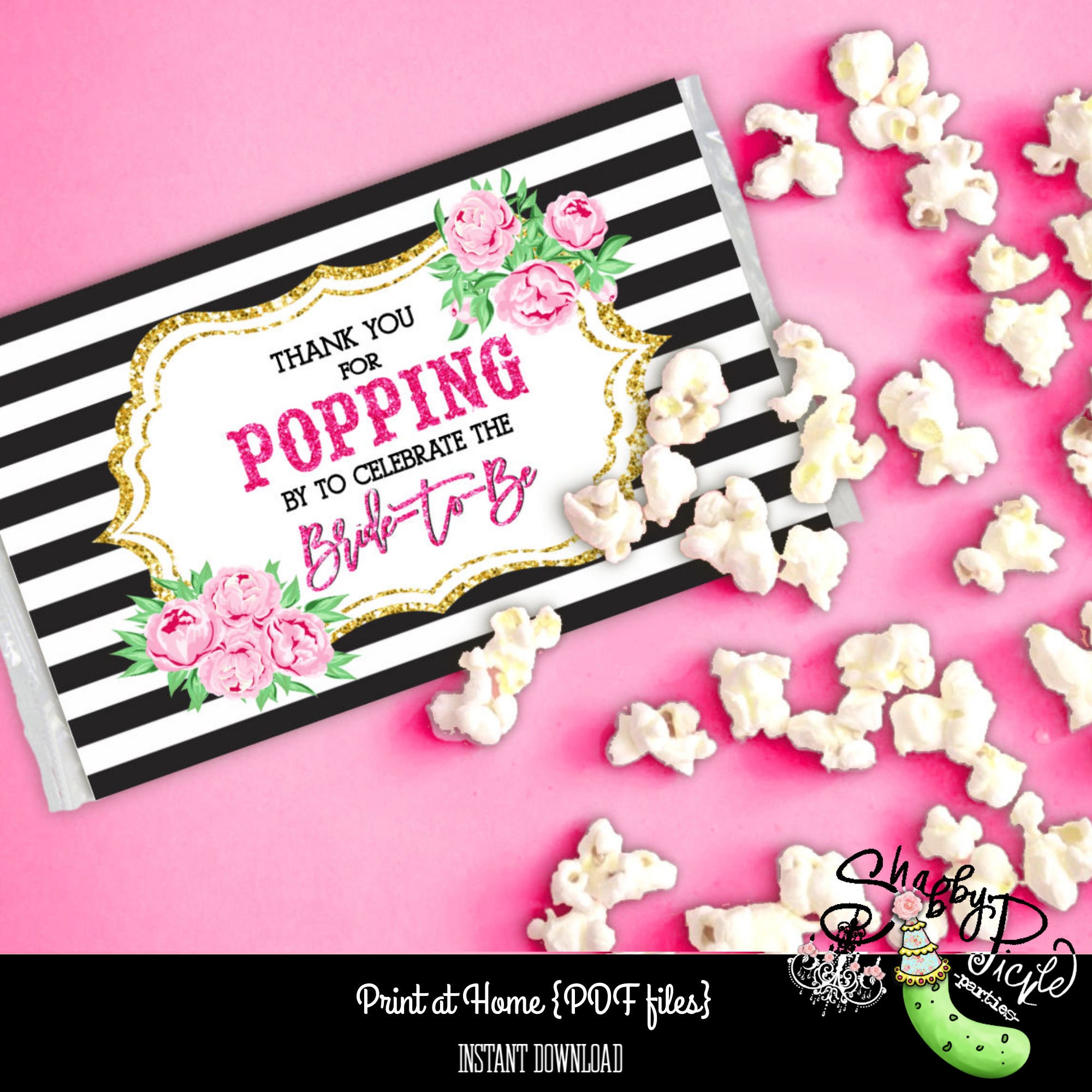 Kate Spade Inspired Microwave Popcorn Label-bridal Wedding - Etsy