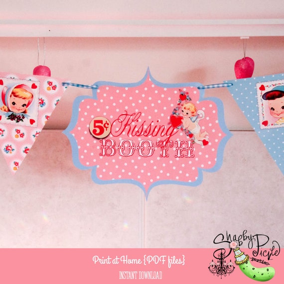 Vintage Valentine Banner Solid Valentine Birthday Alpha Banner