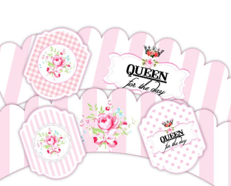 Queen for the Daycupcake Wraps & Toppersplain and Etsy