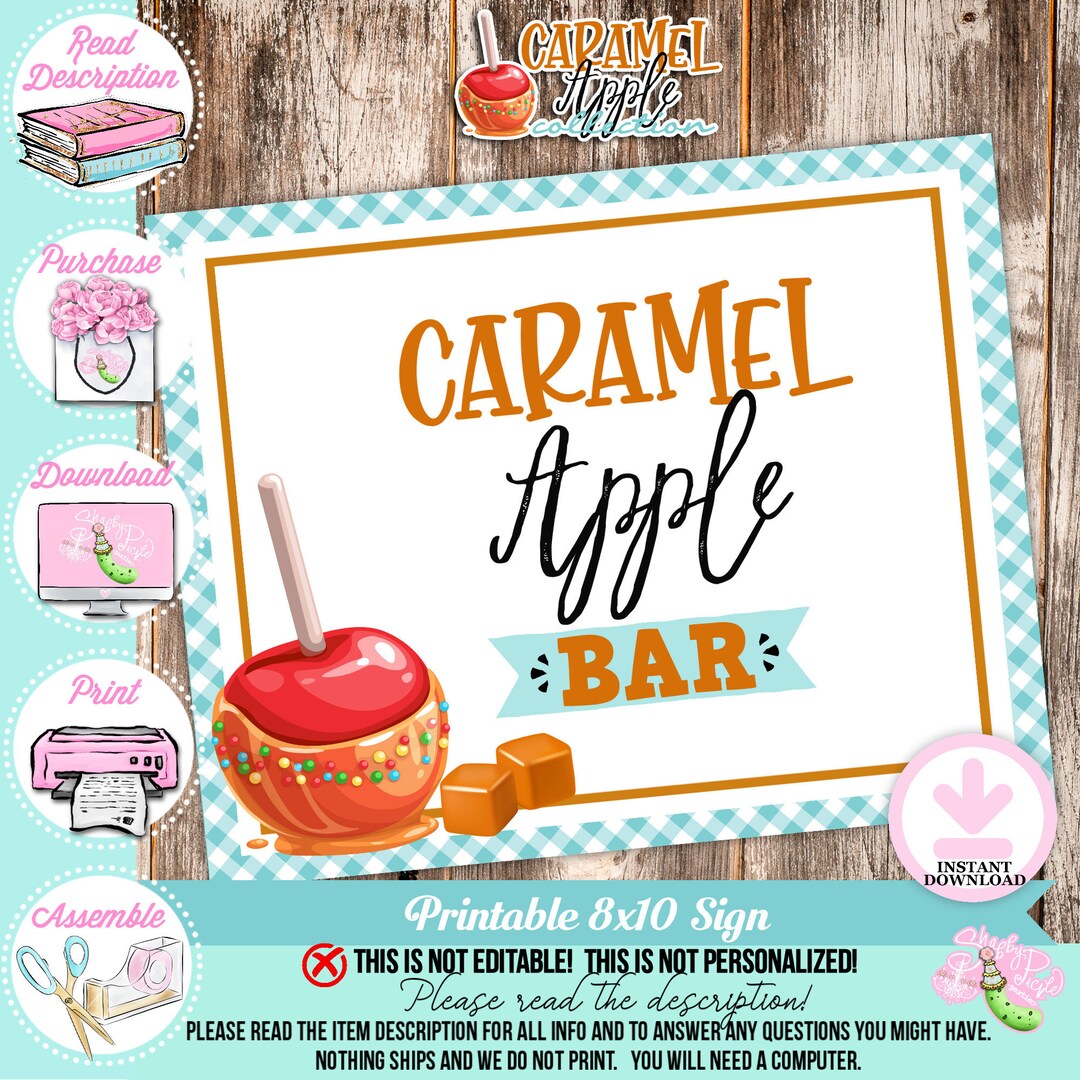 Caramel Apple-caramel Apple Bar Sign-toffee Apple-caramel - Etsy