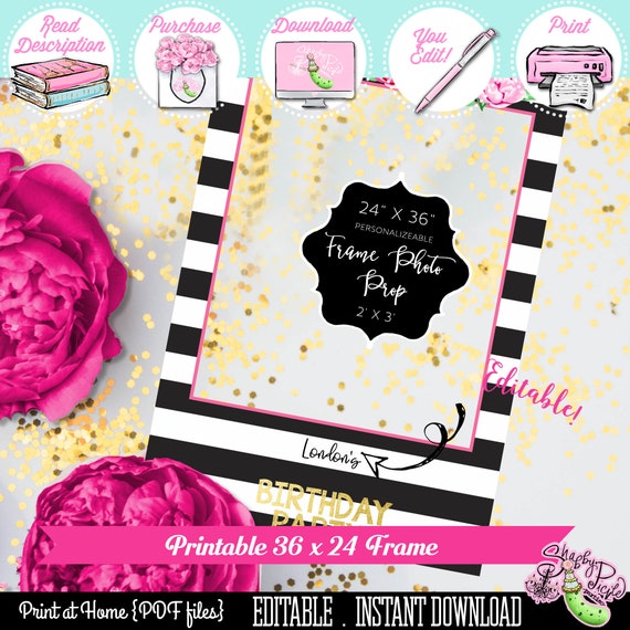 Kate Spade Birthday-Frame-24x36 Photo Prop-Personalize Name-Customize ...