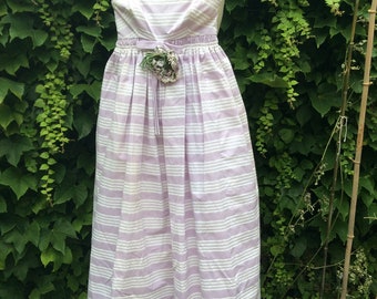 1950s lilac and white cotton prom dress