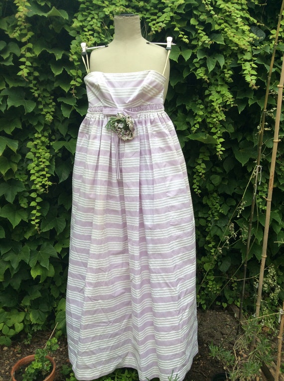 1950s lilac and white cotton prom dress