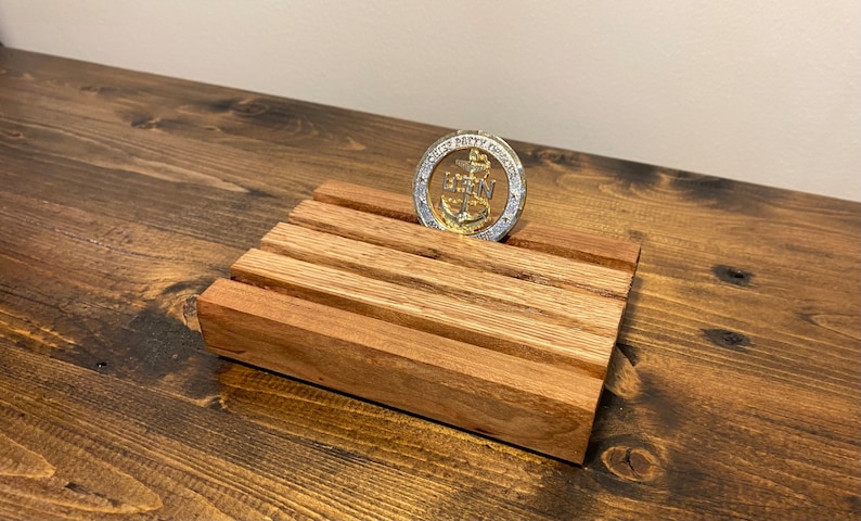 Grooved Coin Rack Mahogany and Oak Hardwood Challenge Coin Holder **ships Quick** - Etsy