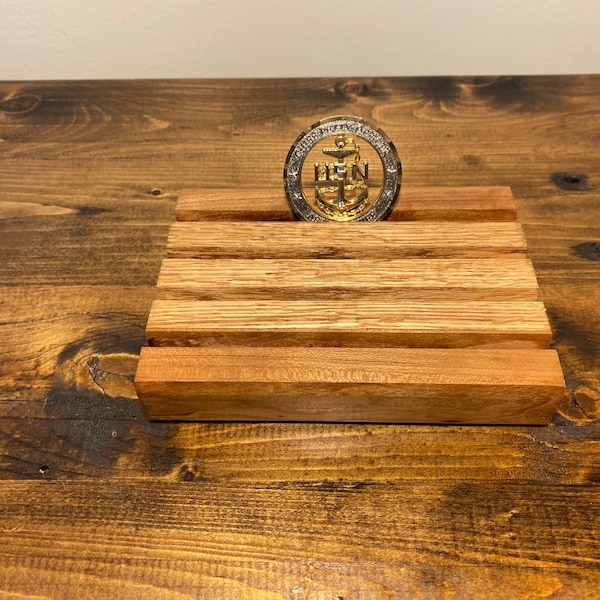 Mahogany and Oak Hardwood Challenge Coin Holder **Ships quick**