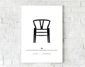 Design quote. Hans J. Wegner. Icon design 50s. Printing typographic. Scandinavian style. Decorative printing. Gift for architect.