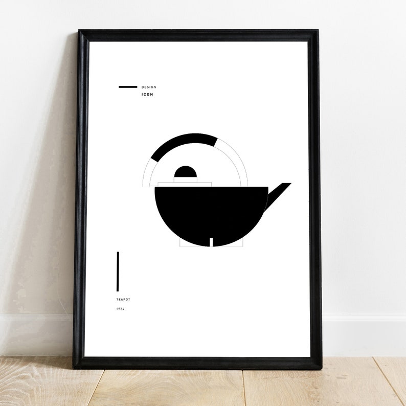 Modern design Scandinavian-style printing Gift for an architect. Decorative printing Bauhaus inspiration Design icon /'900 Teapot