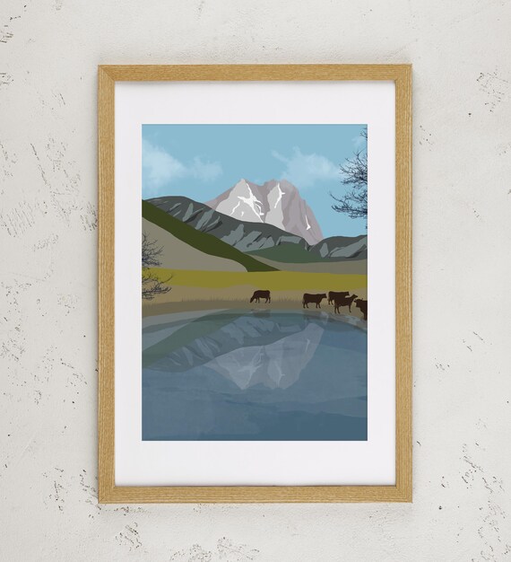 RACCONTI Lago di Pietranzoni Gran Sasso d'Italia 30x40 cm - Stampa su Carta Archivio Matte 200g | Abruzzo