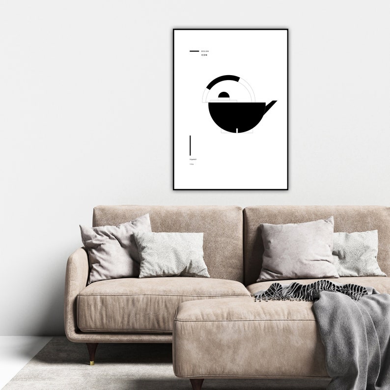 Modern design Scandinavian-style printing Gift for an architect. Decorative printing Bauhaus inspiration Design icon /'900 Teapot