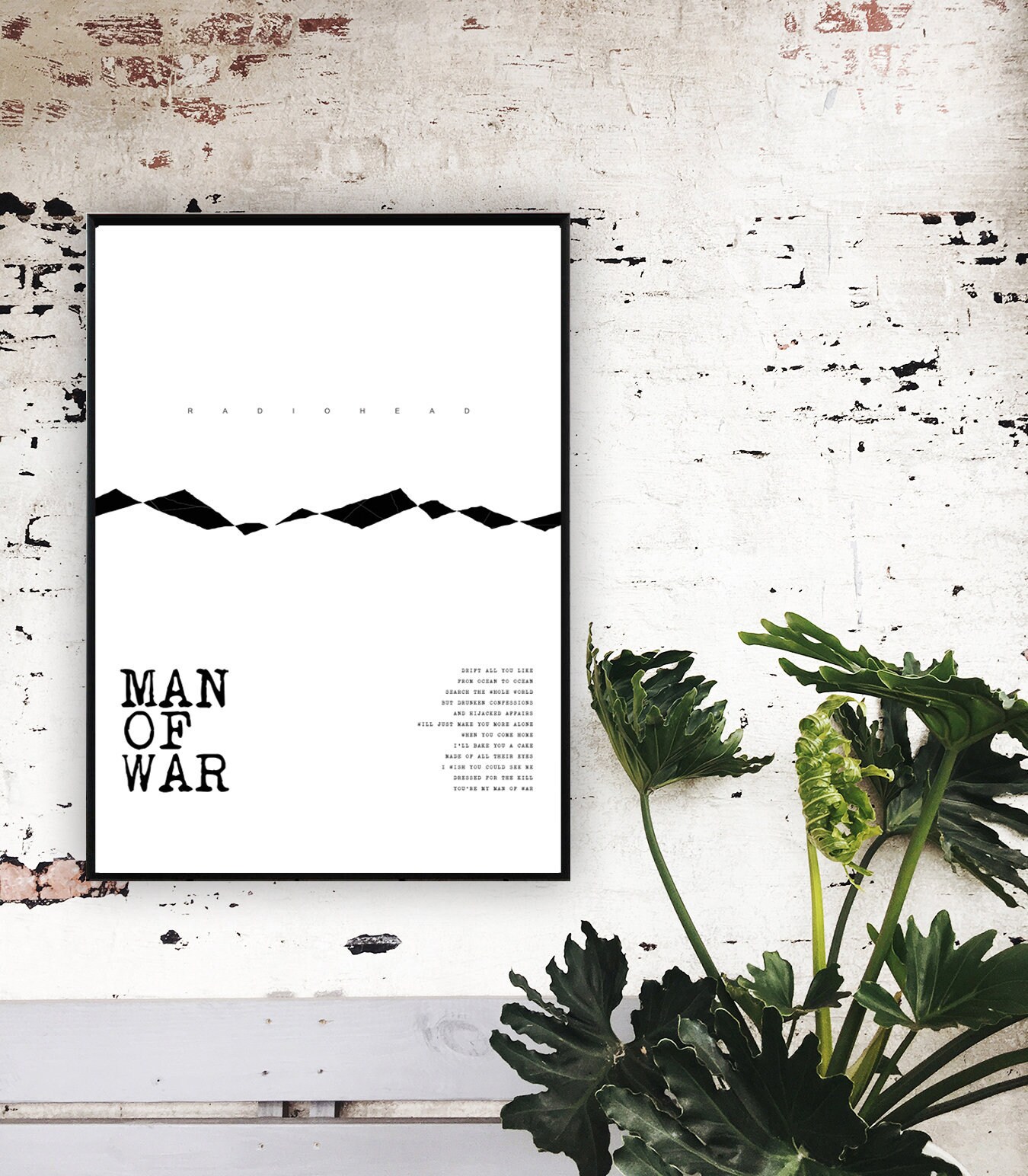 Man Of War Poster Radiohead Poster Typographical Printing