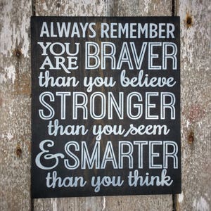 you are braver quotes sign wood, rustic nursery decor boy, inspirational wall art for kids playroom decor, farmhouse classroom decor, best