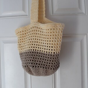 Crochet Mesh Bag,  Crochet Cotton Bag, Farmers Market Bag, Single Strap Bag, Two Color Bag