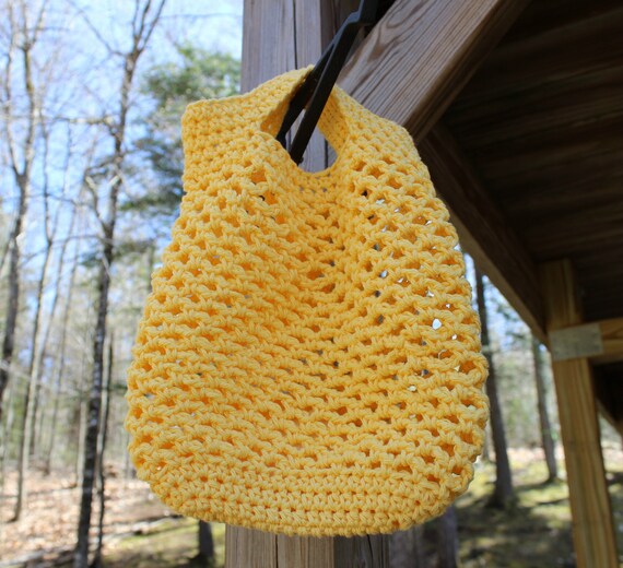 Yellow Produce Bag Small Crochet Net Bag Crochet Mesh Bag | Etsy