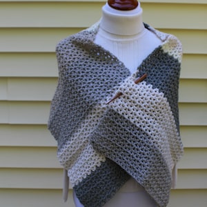 Crochet Summer Shawl, Wool Blend Wrap,