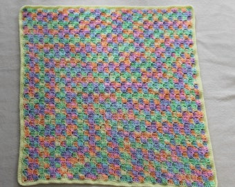 Crocheted Small Baby Afghan in a Multicolor, Gender Neutral Baby Shower Gift