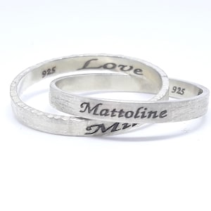 Anillos entrelazados de plata 925: Anillo apilable texturizado hecho a mano