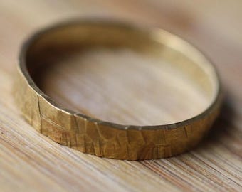 Handmade Brass Hammered Ring: Custom Wedding Band