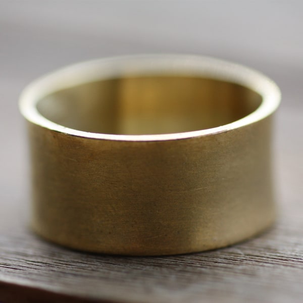 Man's Brass wide ring, Gold plated Engagement wide band, Mens wedding ring, Women custom made ring, Personalized wide band, Engraved ring