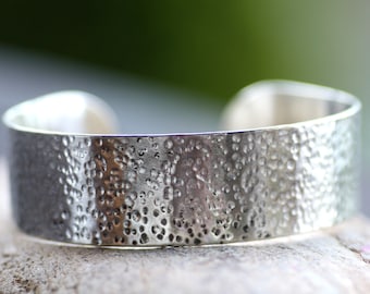 Bracelets réglables pour femme, manchette en argent martelé pour homme, large manchette personnalisée sur mesure, bijoux faits main pour tous les jours, bracelet texturé