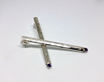 Ohrringe aus Sterlingsilber, Amethyst-Ohrringe, Weißgoldplattiert