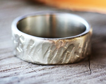 Chunky Sterling Silver ring, Hammered Textured ring, Personalized ring gift for him, Self Gift, Engraved