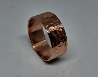 Kupferband, Vergoldeter gehämmerter Ring, Handgemacht, Nach Maß