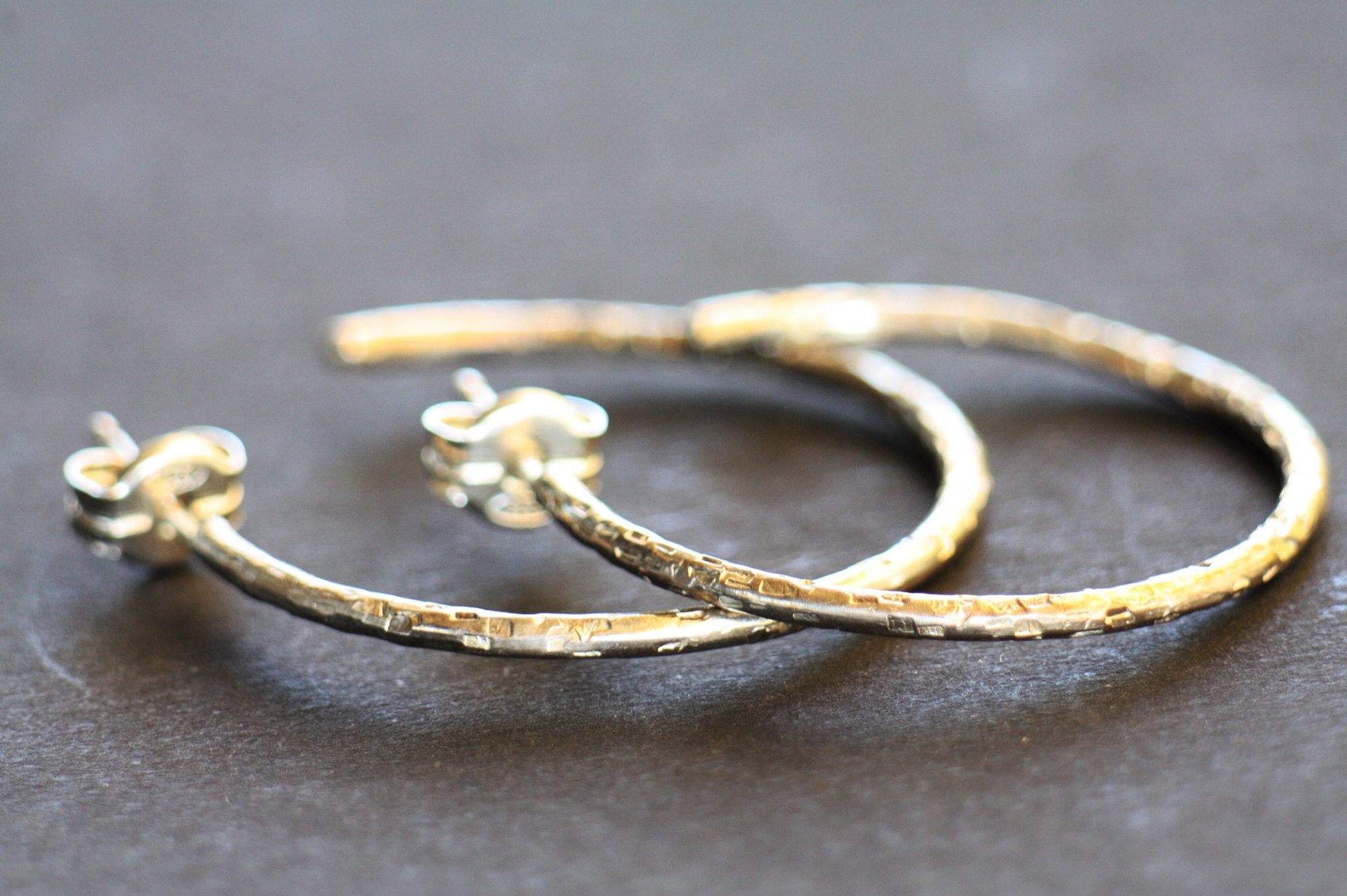 Hammered Sterling Silver Hoop Earrings: Textured Everyday Jewelry