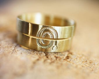 Couples wedding rings set, Personalized engraved "SPIRAL" sign Mens ring, matching promise rings for couples,  Gift for her