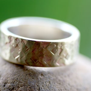 Personalized Rustic Mens handmade ring, Sterling Silver band, Brass textured hammered ring Self Gift