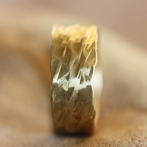 Hammered Brass Ring: Gold Plated Band, Custom Engraved