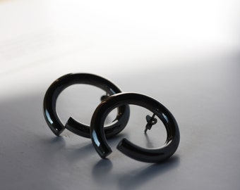 Handgemachte Sterling Silber Creolen: Vergoldet oder Schwarzes Rhodium
