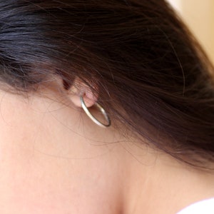 Gold Plated Sterling Silver Hoop Earrings: Handmade Skinny Mini Hoops