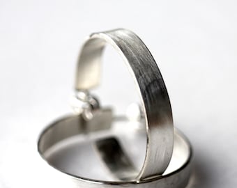 Handmade Silver 950 Hoop Earrings: White Gold Plated, Engraved