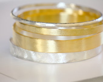 Personalisiertes vergoldetes Sterlingsilber-Armreifen-Set - Personalisierte Armbänder