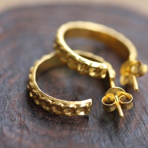 Handmade Sterling Silver Gold Plated Huggie Hoop Earrings