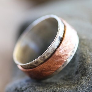 Silver 950 with Copper Spinner ring, Mens wedding ring, Anxiety spinner ring, Personalized engraved ring, Valentines gift for him