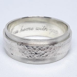 Zilveren spinnerring 950, gepersonaliseerde gegraveerde ring, angstspinnerring, herentrouwring, valentijnscadeau voor hem, zelfcadeau