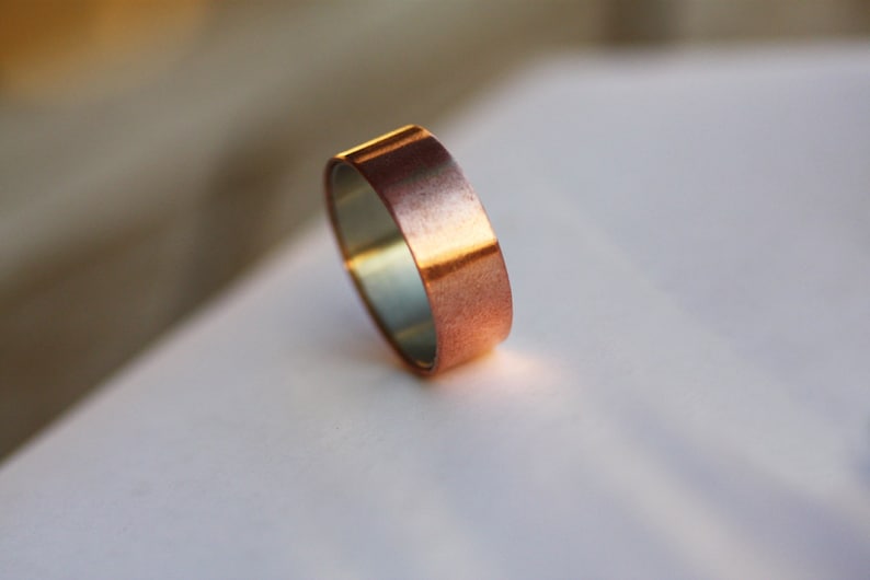 Sterling Silver and Copper wide ring Engagement wide band Mens wedding ring Copper wide band Personalised wide ring Engraved ring