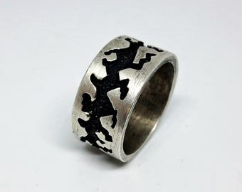Chunky Sterling Silber Band, personalisierte Ring, strukturierte Herrenband