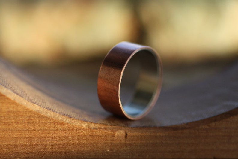Sterling Silver and Copper wide ring Engagement wide band Mens wedding ring Copper wide band Personalised wide ring Engraved ring