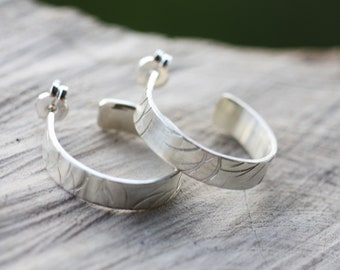 Hoop small earrings, Huggie Sterling Silver earrings, Women handmade earrings, White gold plated earrings, Mens Hoops, Valentines Day gifts