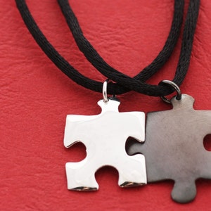 Silver puzzle pendants set for your soul mate, Valentines couples gifts, Mothers Day gift, Two pieces Pendant, Gift for her, Gift for him