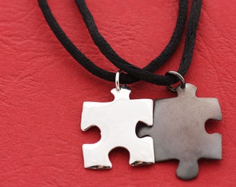 Sterling Silver Puzzle Pendants: Soul Mate Matching Set