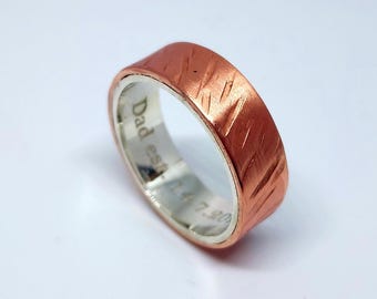 Handgemachte Silber 925 Kupfer Band Ring: Gehämmerte Paare Ring