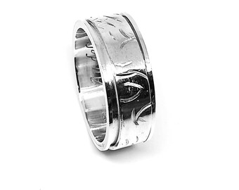 Handgemachte Silber 925 Spinner Ring, Strukturierte Band, personalisierte Geschenk