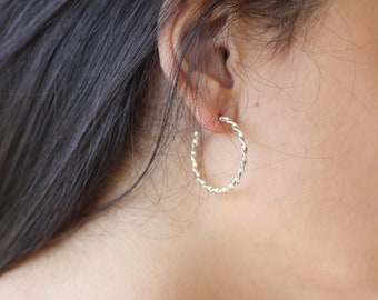 Twisted Sterling Silver Hoop Earrings: Lightweight Huggies