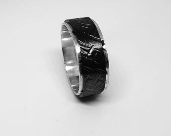 Silber 925 Spinner Ring: Gehämmertes Strukturband, individueller Ehering